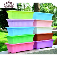 封后长方形塑料种菜盆阳台室内蔬菜种植花盆大号加厚家庭种菜庭院养花 混色5个+托盘 大花盆容器