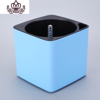 封后正方形树脂白色创意多肉水仙懒人自动吸水塑料大花盆兰花绿萝吊兰 天蓝色特大号无需棉线 大花盆容器