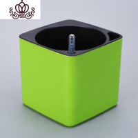 封后正方形树脂白色创意多肉水仙懒人自动吸水塑料大花盆兰花绿萝吊兰 绿色特大号无需棉线 中等花盆容器