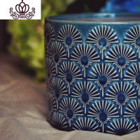 封后(FENGHOU)封后MimiHome北欧冰裂蒲公英花盆家居陶瓷摆件彩色花盆绿植花器 宝蓝色蒲公英[口径20花盆容器