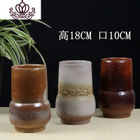 封后粗陶多肉花盆微瑕老桩法师陶瓷土陶大口径个性高陶罐 咖啡米随机3个小号T5 大花盆容器