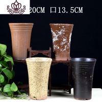 封后粗陶多肉花盆微瑕老桩法师陶瓷土陶大口径个性高陶罐 棕黄随机4个大喇叭 大花盆容器