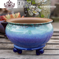 封后蛙腿白光大中小东云乌木盆粗陶大口透气多肉花盆景德镇手工肉肉盆 黑色[C大]2 中等花盆容器