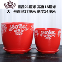 封后(FENGHOU)封后花盆陶瓷带托盘特大号大号家用塑料室内客厅创意绿萝绿植多肉花盆 单个特大号和大号姹紫嫣红花盆容器