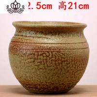 封后大号多肉老桩花盆粗陶手拉景观陶瓷高法师绿植陶罐简约透气兰花盆 D芝麻黄中圆罐 特大
