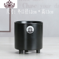 封后北欧陶瓷多肉花盆大号圆筒形简约创意个性文心兰托盘 三脚盆黑色(1082)+送竹托 大