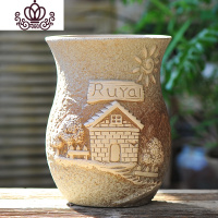 封后特大号肉肉老桩专用花盆大口径多肉植物悬崖桩粗陶盆器高复古陶罐 1212复古色 特大花盆容器