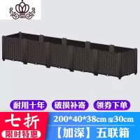 封后(FENGHOU)封后阳台蔬菜种植箱 种菜花盆露台 楼顶特大长方形立体组合花盆种树箱 5联加深(200*40花盆容器