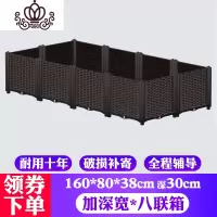 封后阳台蔬菜种植箱 种菜花盆露台 楼顶特大长方形立体组合花盆种树箱 加宽加深八联(160*80*38) 特大花盆容器