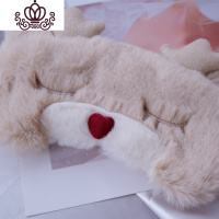 封后逆天萌!少女心毛绒卡通居家遮光眼罩 飞行睡眠家居日用西班牙O ?新款红鼻子小鹿