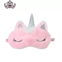 封后unicorn少女可爱毛绒遮光眼罩独角兽冬季卡通儿童学生睡眠眼罩女 粉眼