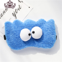 封后可爱毛绒凸眼眼罩睡眠睡觉遮光透气男女学生冰袋热敷护眼罩可调节 大眼仔蓝色可调节