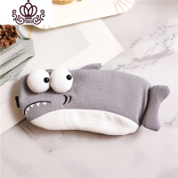 封后可爱卡通眼罩睡眠睡觉遮光透气棉麻男女学生冰袋热敷护眼罩可调节 鲨鱼灰色可调节