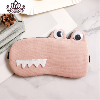 封后可爱卡通眼罩睡眠睡觉遮光透气棉麻男女学生冰袋热敷护眼罩可调节 鳄鱼粉色可调节