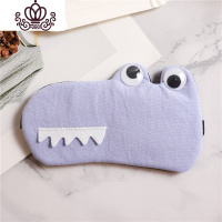 封后可爱卡通眼罩睡眠睡觉遮光透气棉麻男女学生冰袋热敷护眼罩可调节 鳄鱼蓝色可调节