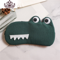 封后可爱卡通眼罩睡眠睡觉遮光透气棉麻男女学生冰袋热敷护眼罩可调节 鳄鱼墨绿可调节