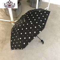 封后ins森系晴雨两用遮阳伞折叠小巧便携少女雨伞黑白圆点波点防晒伞