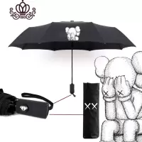 封后kaws雨伞芝麻街xx潮牌防晒雨伞男女街头嘻哈黑胶自动开合晴雨伞