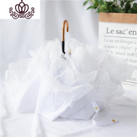 封后小白伞蕾丝伞公主晴雨伞弯柄洛丽塔三折铅笔遮阳伞太阳伞两用