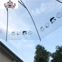 封后韩国ins简约可爱网红小狗透明花朵小猪轻便自动长柄学生情侣雨伞