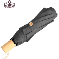 封后全自动折叠木柄小清新素色简约文艺伞原宿ins森系复古女神晴雨伞