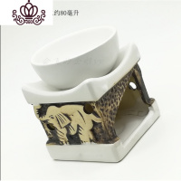 封后(FENGHOU)封后精油灯泰国大象陶瓷香薰炉大容量熏香炉精油炉檀香炉院香薰灯 杏白色+蜡烛托香薰灯炉/器具