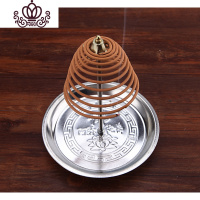 封后香薰炉薰香炉熏香炉香具插香炉檀香炉葫芦香托盘香架香盒香盘香插 银色香盘