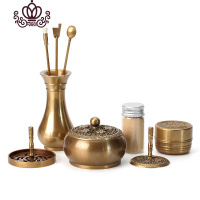 封后香道套装入 纯铜香篆沉香檀香粉香薰炉熏香炉香具用品工具 蝴蝶9件套香薰灯炉/器具