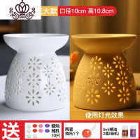 封后欧式香薰灯卧室蜡烛加热家用餐厅浪漫创意精油香熏陶瓷加湿熏香炉 小朵花大香薰灯炉/器具