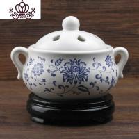 封后定时调温 电子檀香炉 陶瓷香薰炉沉香炉插电香薰灯盖 双耳景泰蓝 双耳蓝花(陶瓷盖)香薰灯炉/器具