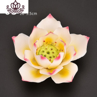 封后茶室香道佛香托荷花瓣香薰香炉莲花香插陶瓷香炉线香底座香道摆件 白莲花香炉(少蕊)