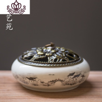 封后陶瓷香炉盒盘架插托居家用仿古防火香插沉香香薰大号蚊香盘香炉 大号江南水乡