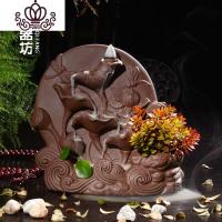 封后倒流香炉创意摆件檀香炉陶瓷香薰炉茶道香道盘香沉香线香佛具摆件 花好月圆香薰灯炉/器具