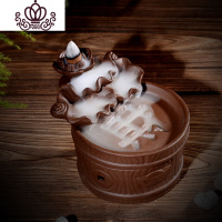 封后倒流香炉创意摆件檀香炉陶瓷香薰炉茶道香道盘香沉香线香佛具摆件 年年发财香薰灯炉/器具