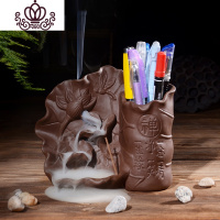 封后倒流香炉创意摆件檀香炉陶瓷香薰炉茶道香道盘香沉香线香佛具摆件 荷叶笔筒香薰灯炉/器具