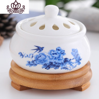 封后定时调温插电熏香炉 陶瓷香薰灯沉香炉檀香炉精油灯木粉屑家用盖 国色天香竹底香薰灯炉/器具