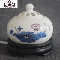 封后定时调温电子檀香炉 陶瓷香薰炉 沉香炉精油插电香薰灯木屑粉盖子 小池(红)香薰灯炉/器具