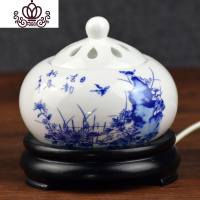 封后定时调温电子檀香炉 陶瓷香薰炉 沉香炉精油插电香薰灯木屑粉盖子 水墨山林b香薰灯炉/器具