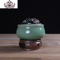 封后定时调温电子熏香炉陶瓷精油灯木屑粉盖室内家用沉香插电小檀香炉 如意款哥窑梅子青香薰灯炉/器具