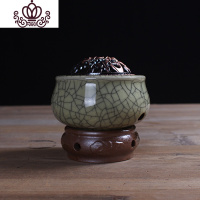 封后定时调温电子熏香炉陶瓷精油灯木屑粉盖室内家用沉香插电小檀香炉 如意款哥窑米黄铁线