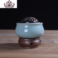 封后定时调温电子熏香炉陶瓷精油灯木屑粉盖室内家用沉香插电小檀香炉 如意款哥窑粉青