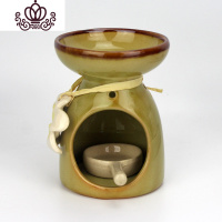 封后带蜡烛托陶瓷香薰炉熏香炉用蜡烛香薰灯精油炉瑜伽居室SPA馆酒店 绿色(送蜡烛托)