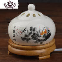 封后定时调温 电子檀香炉 陶瓷香薰炉沉香炉佛精油插电香薰灯木屑粉盖 竹(清趣)香薰灯炉/器具