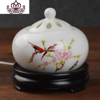 封后定时调温 电子檀香炉 陶瓷香薰炉沉香炉佛精油插电香薰灯木屑粉盖 鸟b香薰灯炉/器具