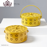 封后北欧创意家用室内蚊香架香薰炉铁艺盘托镂空檀香炉熏香盒带盖防火 组合1香薰灯炉/器具