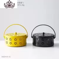 封后北欧创意家用室内蚊香架香薰炉铁艺盘托镂空檀香炉熏香盒带盖防火 组合2香薰灯炉/器具