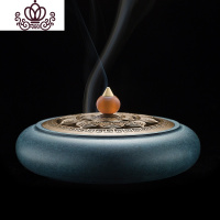 封后纯铜香炉家用室内净化空气熏香炉 檀香炉盘香供佛茶道 [黄玉扭]莲心铜炉+绿桑实木底座