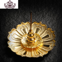 封后线香插仿古线香炉香插香座樱花水滴香盘香托莲花葫芦多孔茶道香炉 金色莲花三件套