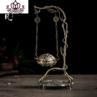 封后仿古倒流香炉镂空香囊球香薰家用室内沉香檀香盘香茶道摆件 狮竹架吊炉(青铜)香薰灯炉/器具