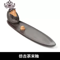 封后仿古香托陶瓷渔翁香薰炉创意香插 香道香座配件檀香线香炉 仿古茶末釉